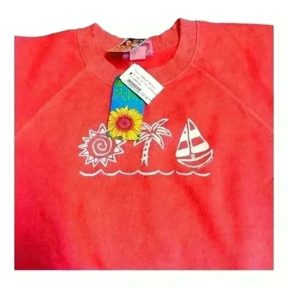 NWT Vintage Fresh Produce Sweatshirt Long Sleeve Graphic orange Tropical S - Picture 2 of 10